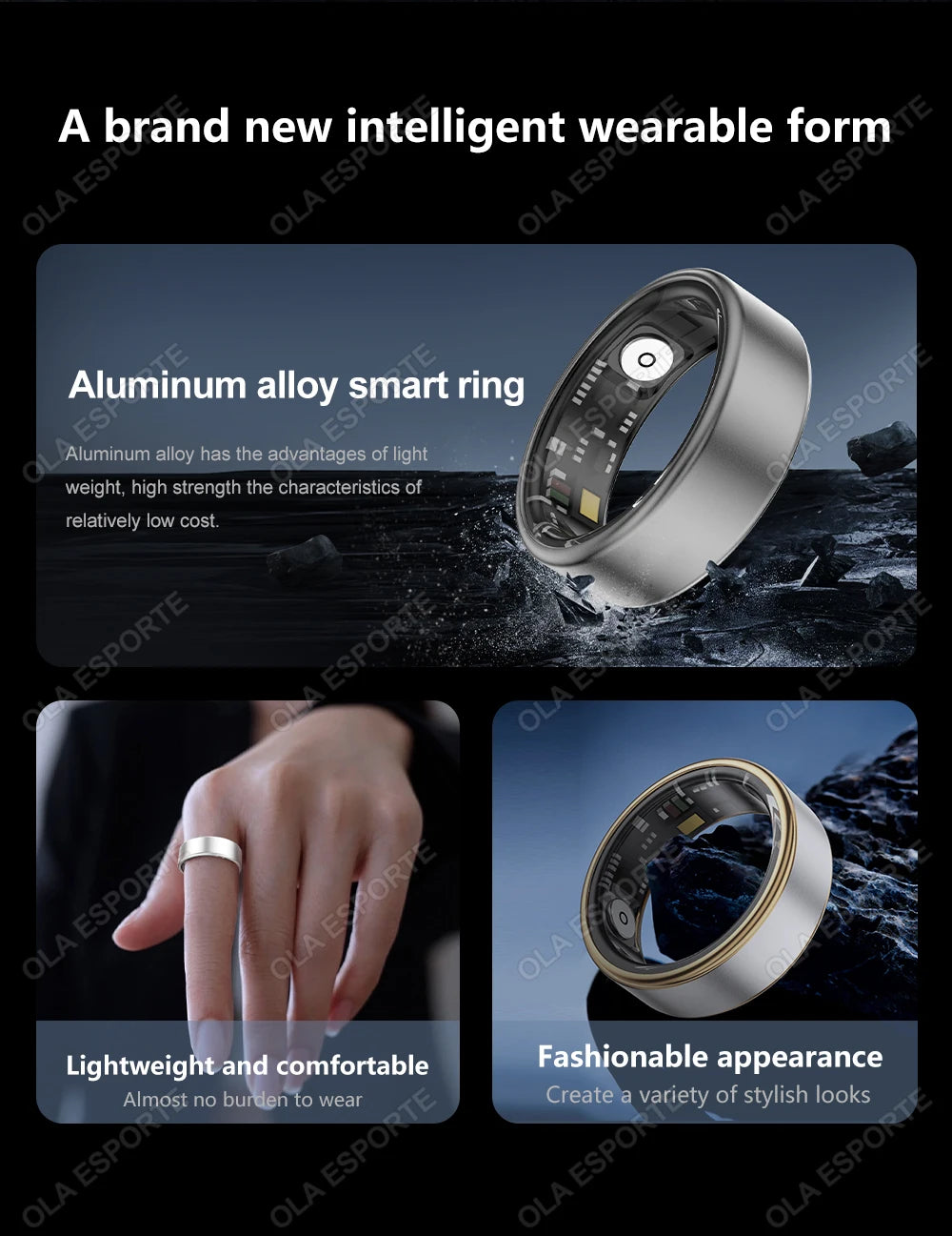 2024 New Smart Ring Men Women Military Grade Titanium Steel Shell Sleep Health Monitoring IP68&3ATM Waterproof Multi-sport Modes