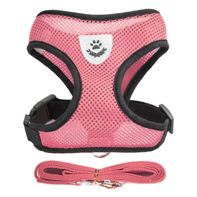 Pet Harness Adjustable Vest Walking Traction Rope Set for Dog Collar Breathable Mesh Harness for Small Medium  Cat Collar