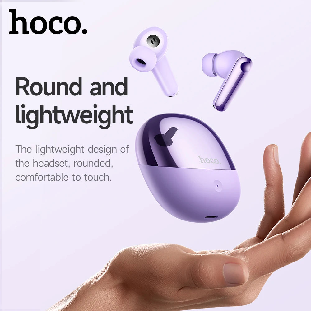 HOCO EQ11 Wireless Bluetooth 5.3 Music Earphone 13mm large Dynamic Coil HiFi Stereo Earbuds  Touch Control With Mic For iPhone