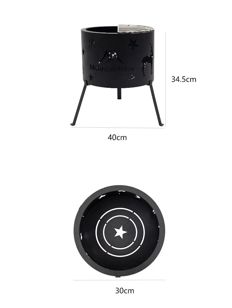 MOUNTAINHIKER Outdoor Picnic Boils Tea Water Barbecue Bucket for Heating Charcoal Firewood Stove Elk Star Barrel