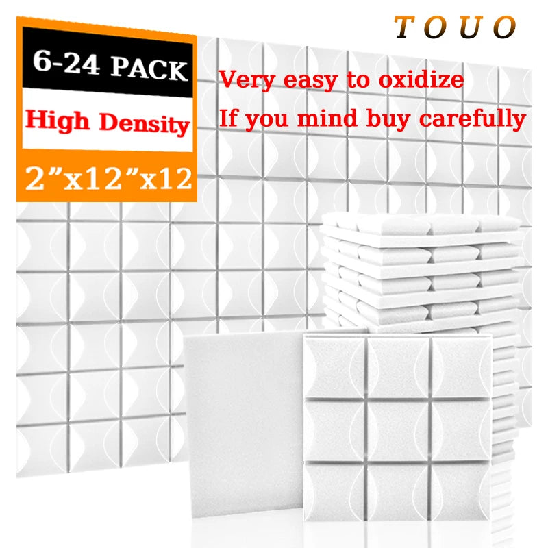 TOUO Acoustic Foam Panels 6-24 Pcs Soundproof Foam Wall Panels Studio Sound Proof Foam Soundproofing On The Wall KTV Room