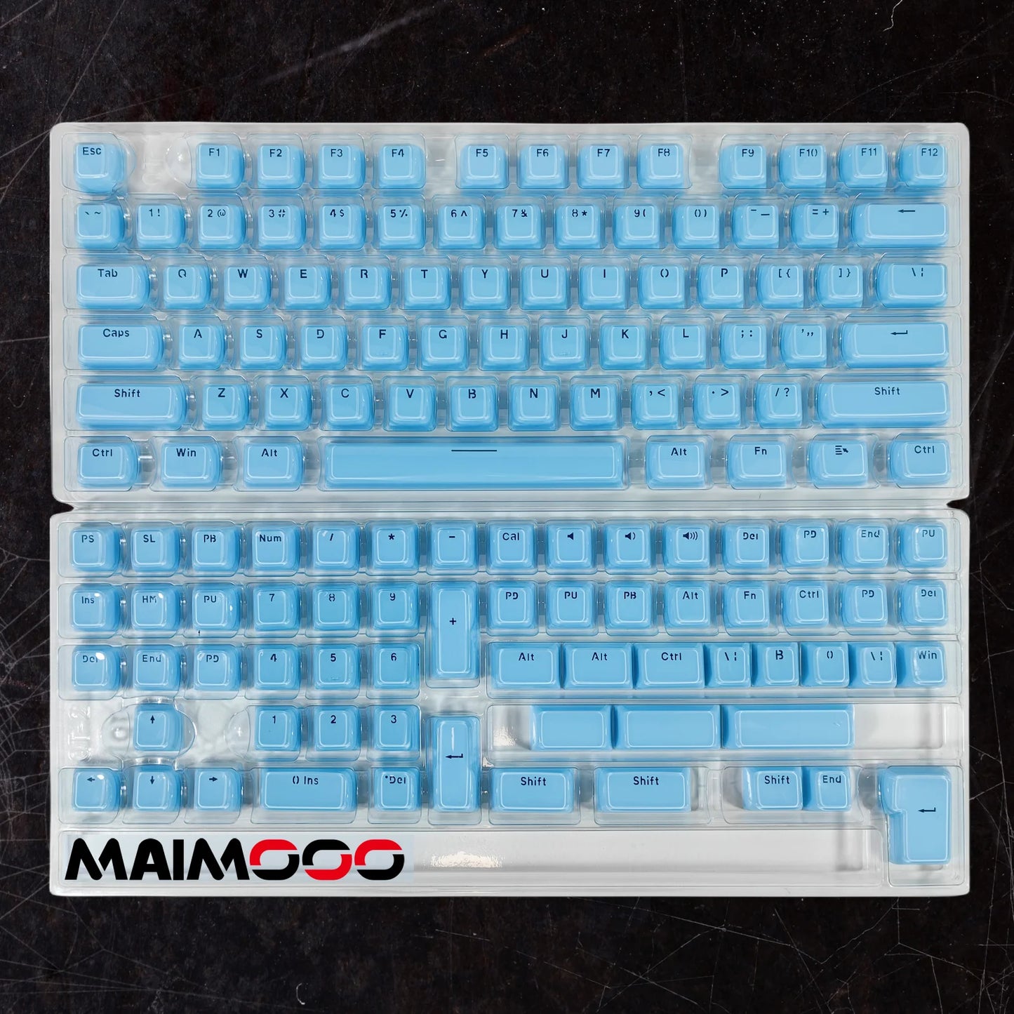 "Jelly Keycap Set for Mechanical Keyboards | Translucent White & Blue PC+ABS Material | Ice Cube Crystal Design with OEM Profile"