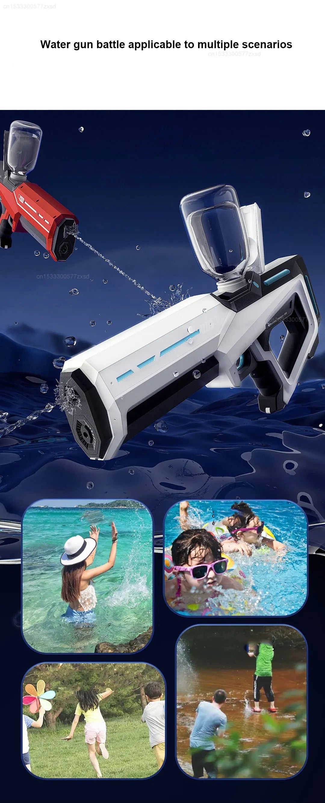 Xiaomi Wireless Dual Electric Fully Automatic Water Gun Safety High Pressure Multi Level Adjustment Long Endurance Water Gun Toy