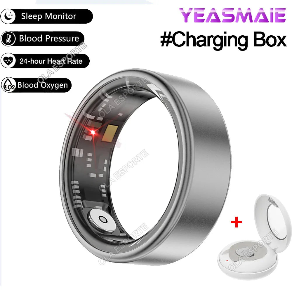 2024 New Smart Ring Men Women Military Grade Titanium Steel Shell Sleep Health Monitoring IP68&3ATM Waterproof Multi-sport Modes