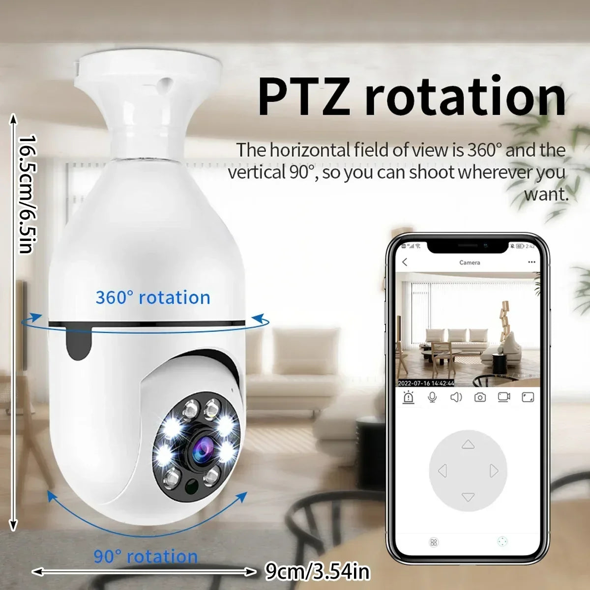 5MP E27 Bulb Wifi Surveillance Camera 4X Digital Zoom Full Color Video Night Vision Automatic Human Tracking Security IP Camera