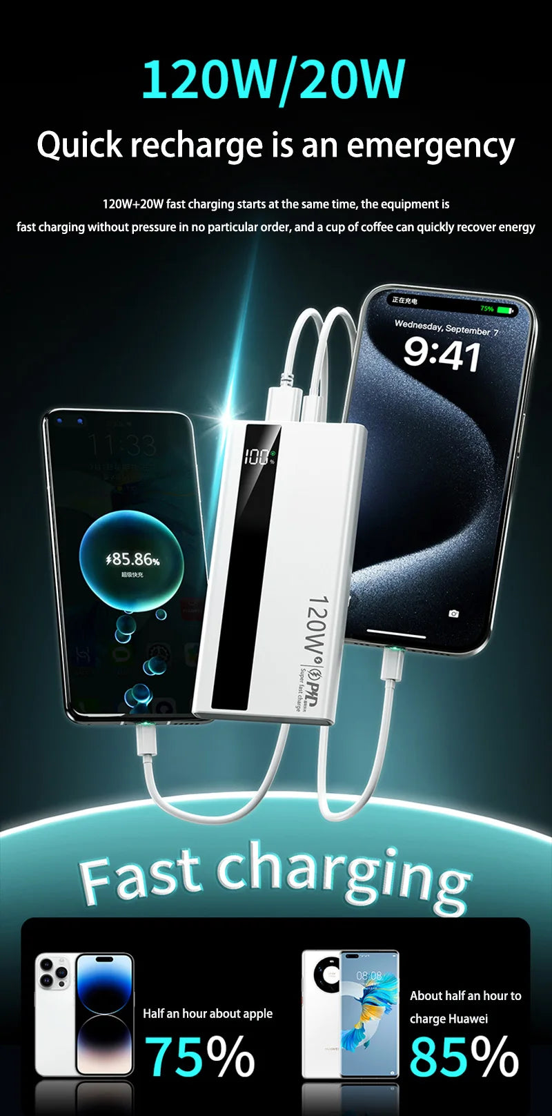 Xiaomi 120w Super Fast Charging Battery 200000mah Power Bank High Capacity Digital Display Power Bank For Iphone Samsung Gift