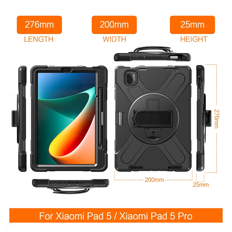 Smart Case For XiaoMi Pad 5 Pro Mi Pad MiPad 5 Tablet 11 Inch 2021 Heavy Duty Rugged Shockproof Case Cover Shell Shoulder Strap