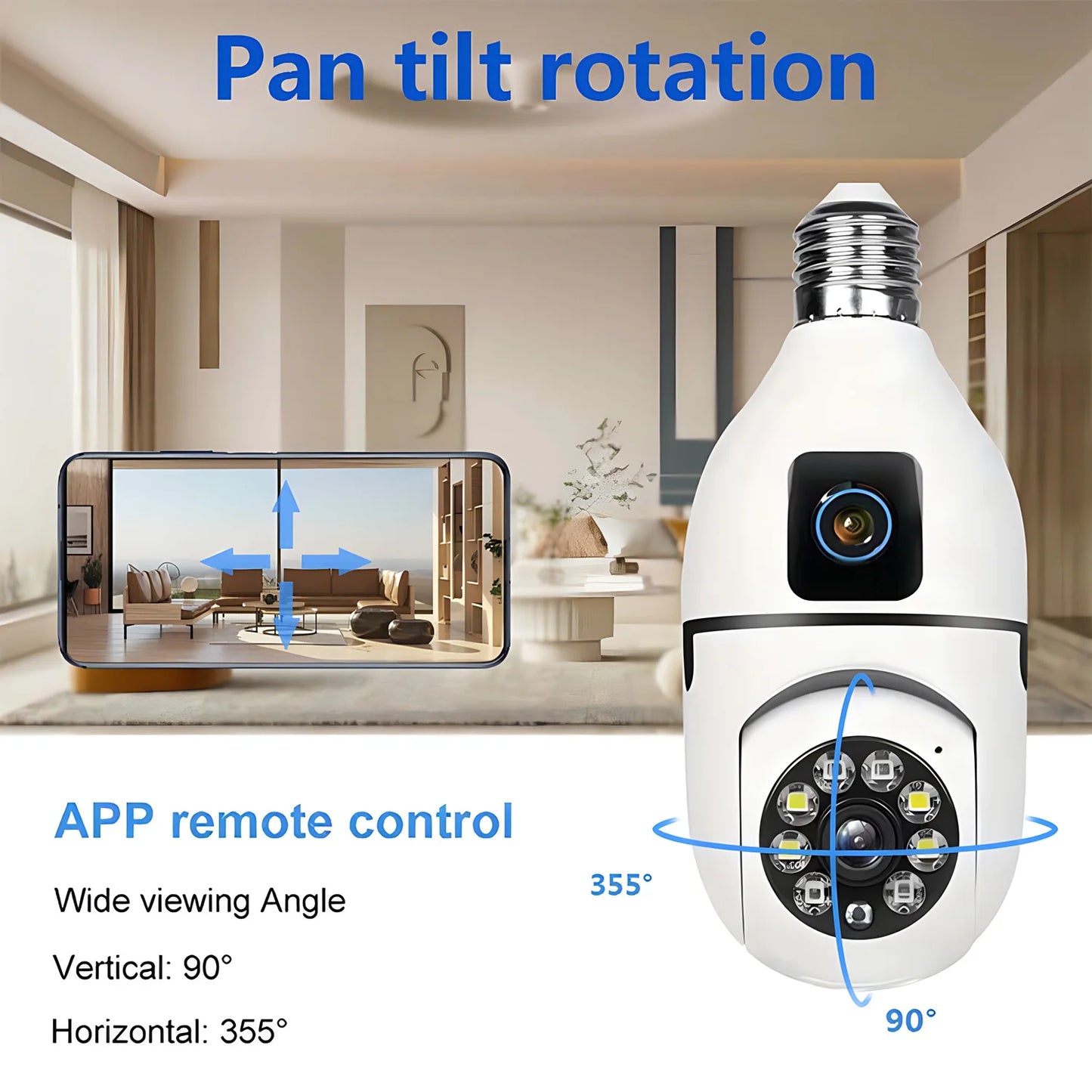 1080P Bulb WiFi Camera Surveillance IP Camera 2 Lens Night vision Video Anti-theft Remote Security Monitor Outdoor Indoor