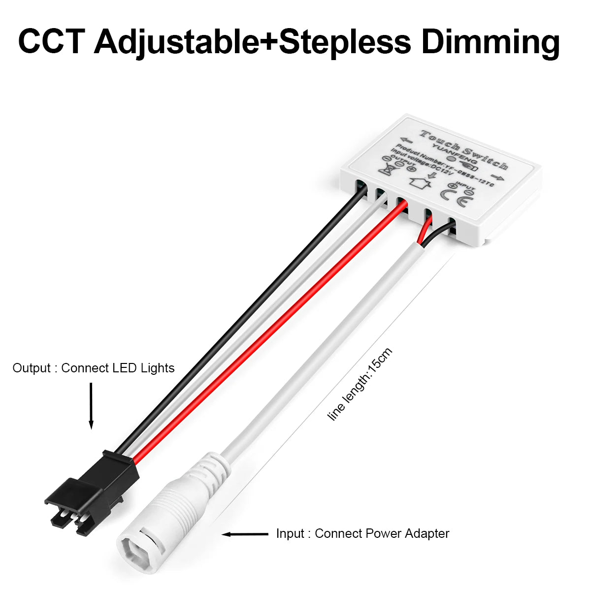 12V 5A Bathroom Mirror LED Dimmer Switch Capacitive CCT Adjustable Touch Sensor Switch For Mirror Light Backlight Decoration