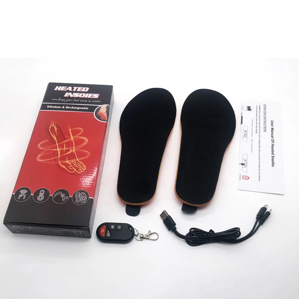 Electric Heating Insoles Foot Warmer 2000mAh Rechargeable Remote Control Heated Shoes Insoles Winter Outdoor Thermal Insoles Pad