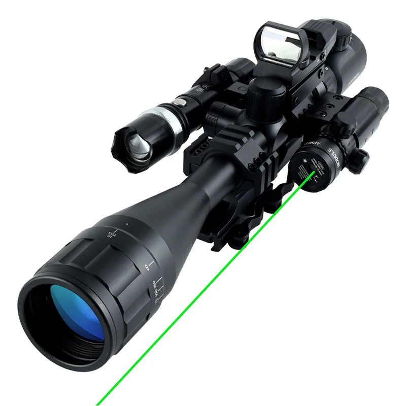 Optics 6-24x50 AOE Rifle Scope Hunting Riflescope Combo Optical Aim Collimator Tactical Gun Sight Red Green Reticle Telescope