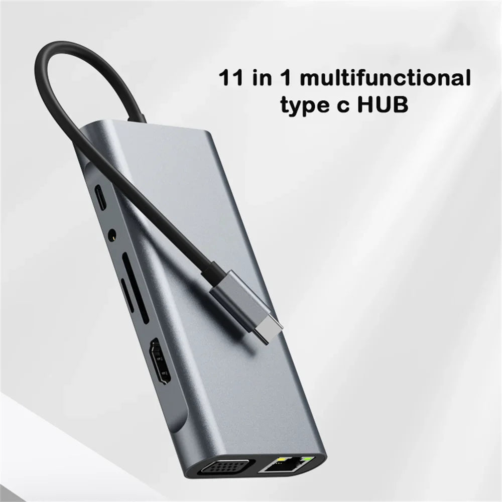 USB C HUB 4K 30Hz Type C to HDMI-compatible USB 3.0 Adapter 11 in 1 Type C HUB Dock PD 87W USB C Splitter for MacBook Pro Air