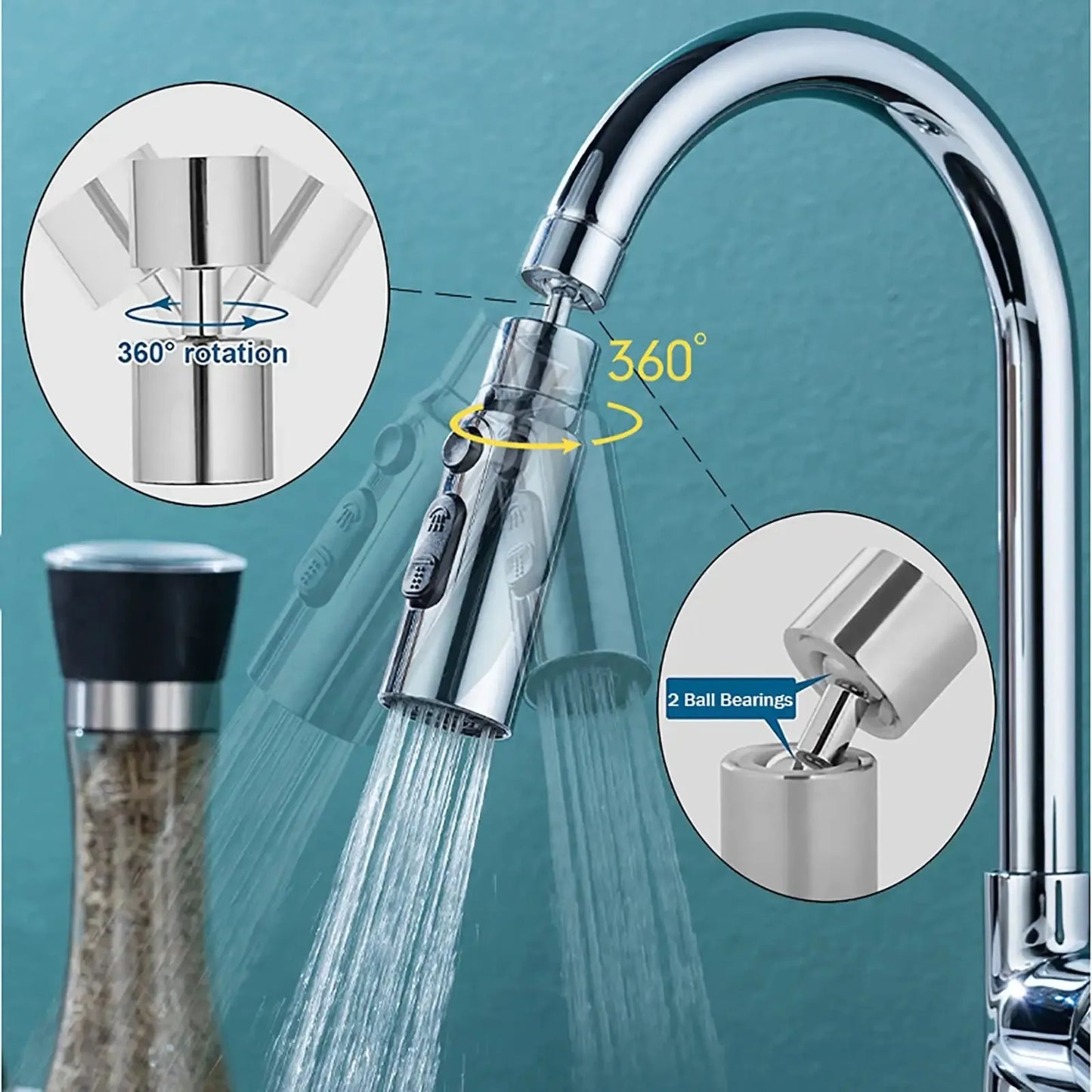 Kitchen Faucet Aerator 3 Modes Bathroom Anti-splash Tap Extender Adapter Faucet Washbasin Sprayer Saving Water Tap Filter Nozzle