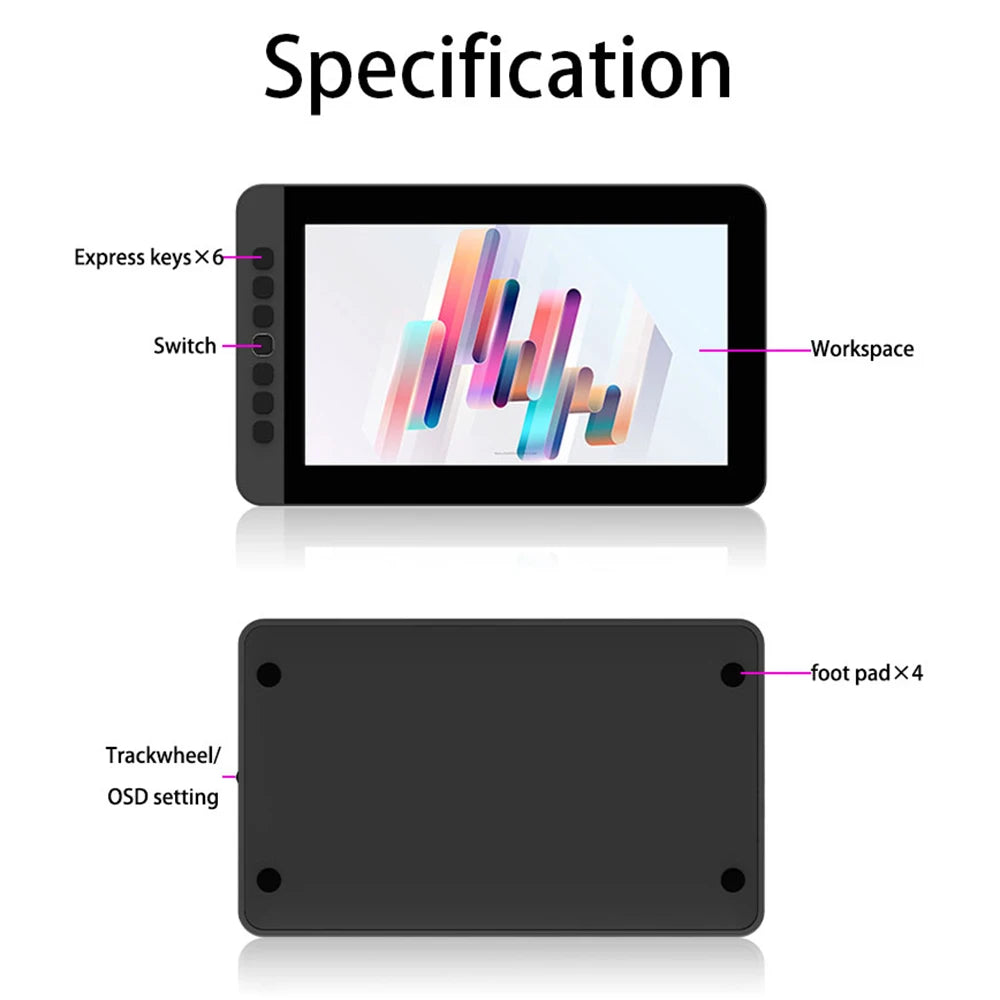 SPASEEBA M12 Graphics Drawing Tablet Monitor, 11.6" IPS LCD Digital Pen Tablet Display 8192 Level Support Windows Mac Android OS