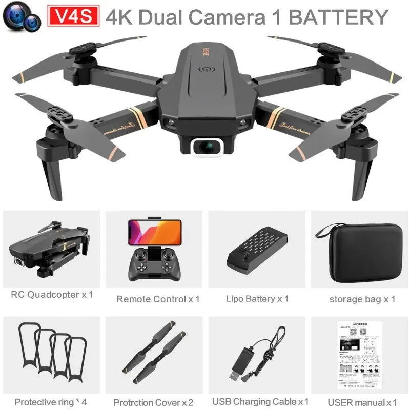 V4 Rc Drone 4k HD Wide Angle Camera 1080P WiFi fpv Drone Dual Camera Quadcopter Real-time transmission Helicopter Dron Gift Toys