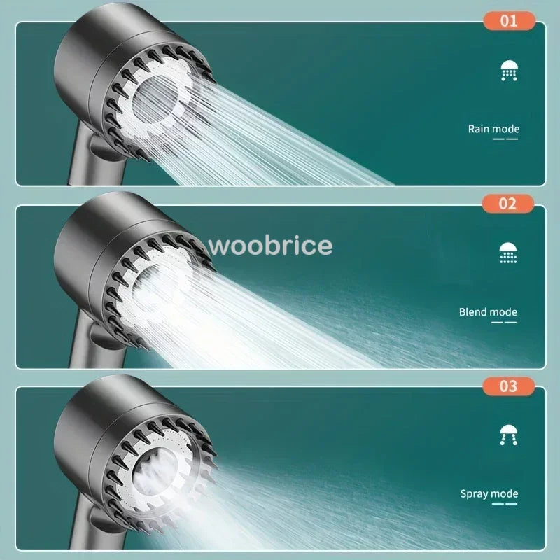 "High-Pressure Shower Head with 3 Modes | Strong Current, Shower Filter, and Massage Brush | Ideal for Bathroom Showers"