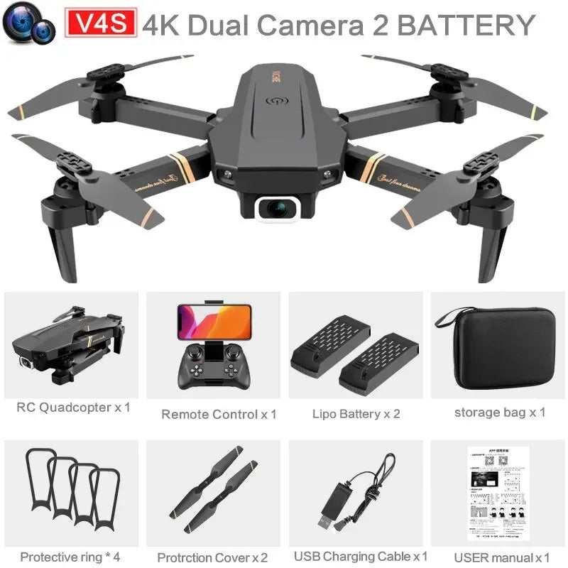 V4 Rc Drone 4k HD Wide Angle Camera 1080P WiFi fpv Drone Dual Camera Quadcopter Real-time transmission Helicopter Dron Gift Toys