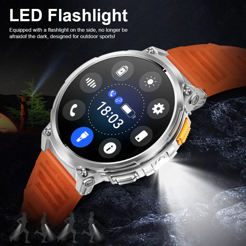 "LIGE Smart Watch for Men | Flashlight, BT Call, Fitness & Health Monitor | 730mAh Battery, Compatible with Android & iOS"