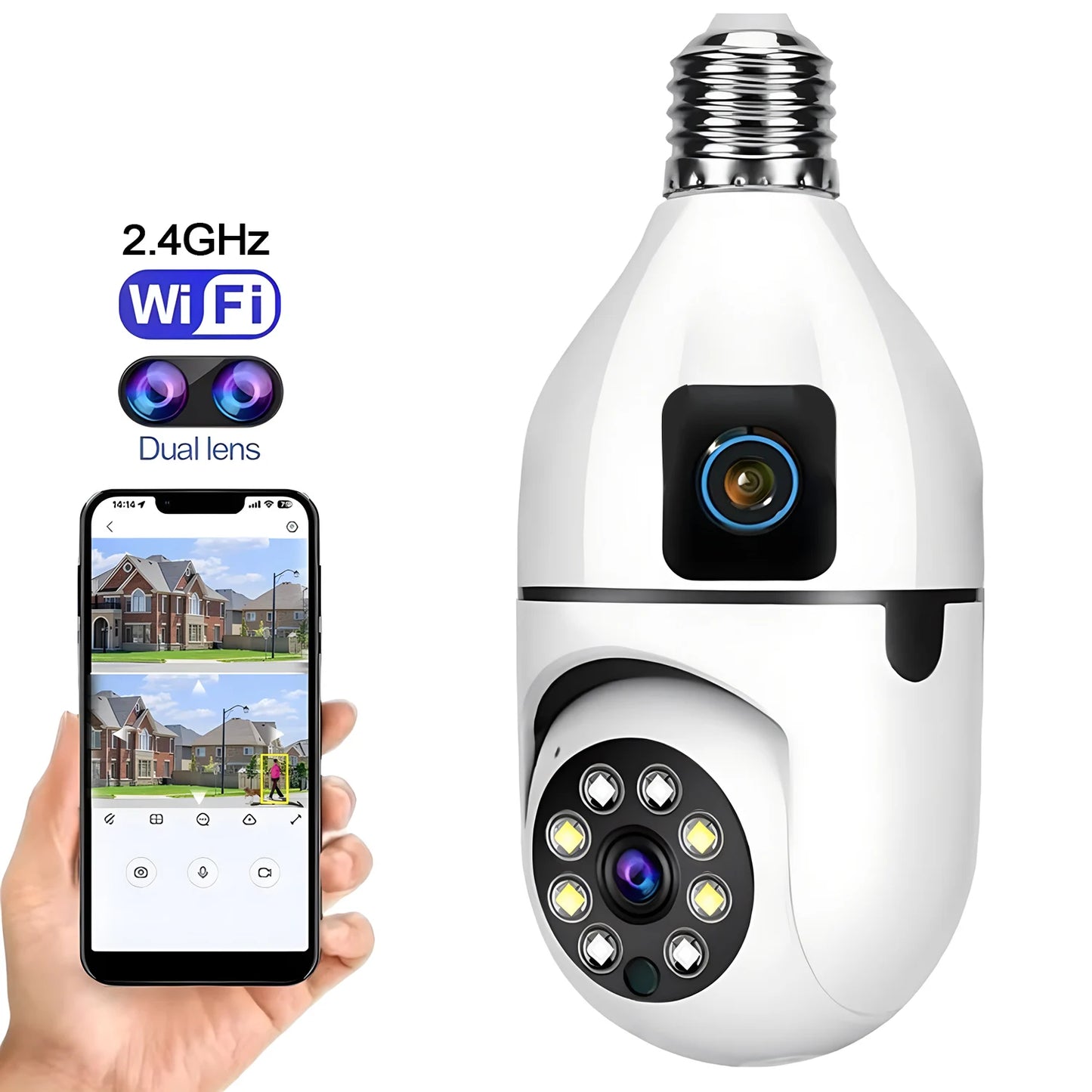 1080P Bulb WiFi Camera Surveillance IP Camera 2 Lens Night vision Video Anti-theft Remote Security Monitor Outdoor Indoor