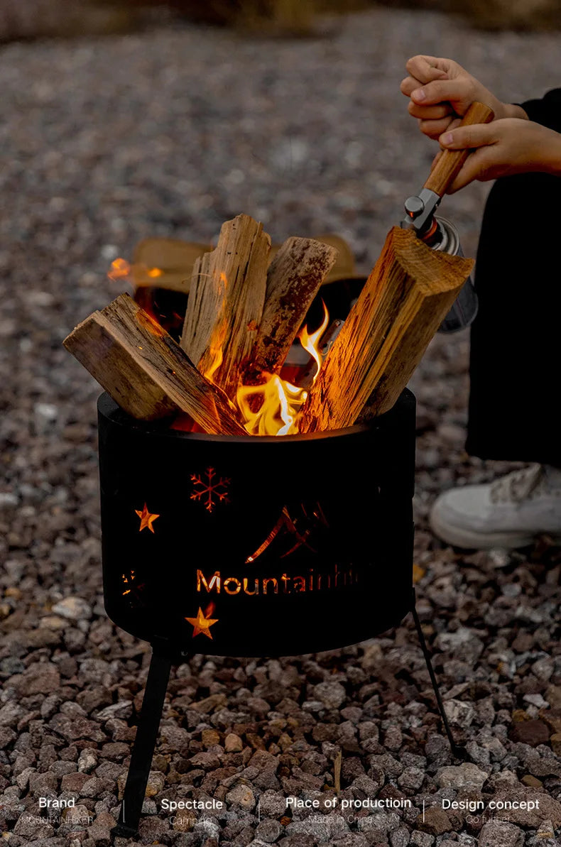 MOUNTAINHIKER Outdoor Picnic Boils Tea Water Barbecue Bucket for Heating Charcoal Firewood Stove Elk Star Barrel