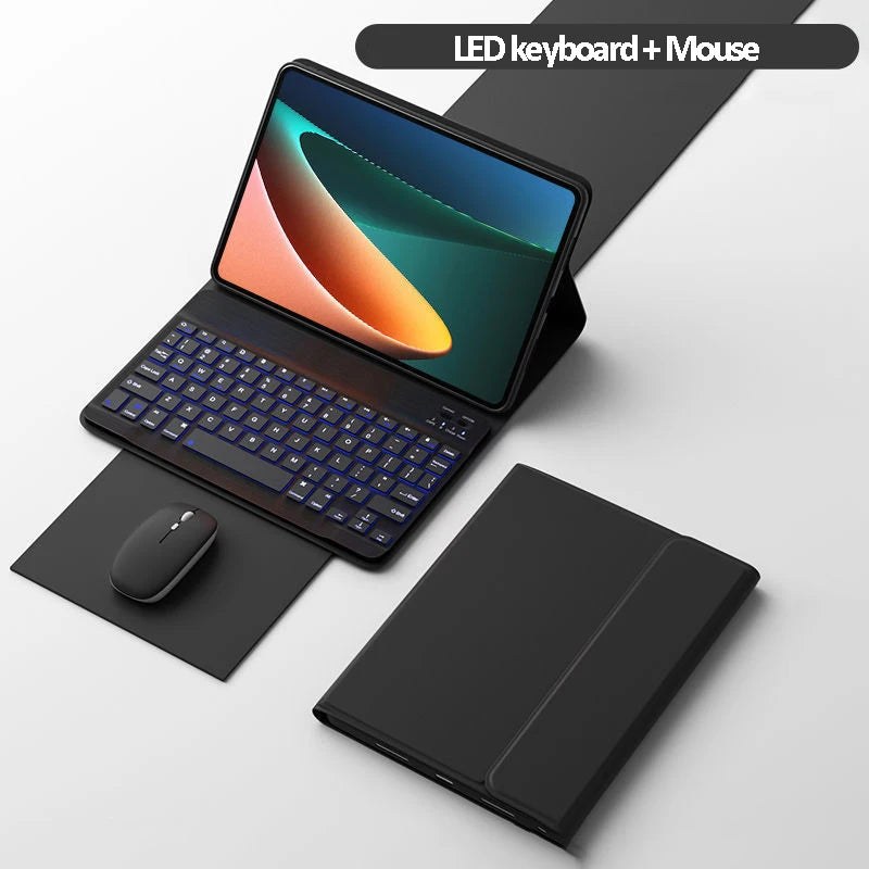 for Xiaomi Mi Pad 5 Case with Keyboard LED Backlit Wireless Mouse for Xiaomi Mipad 5 5 pro Magnetic Case Free Mouse Wireless