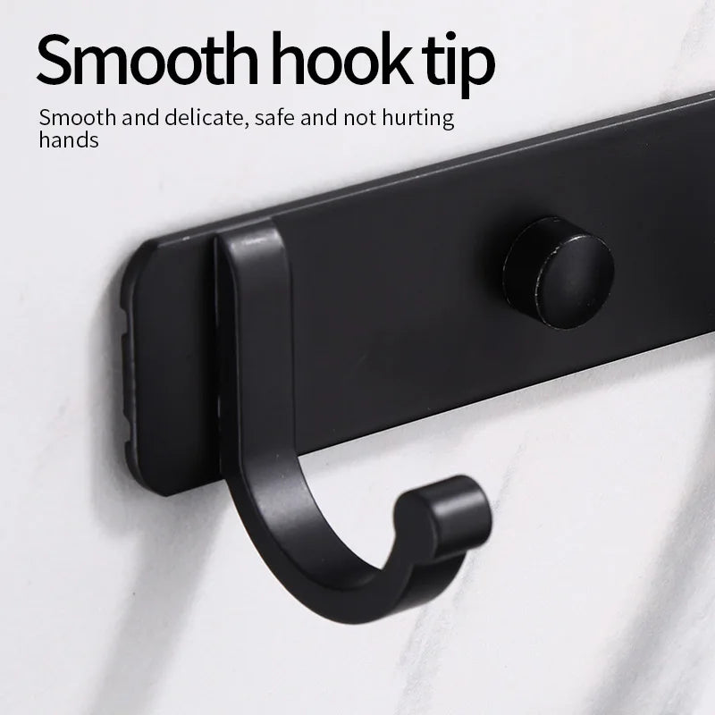 "Black Wall-Mounted Robe Hook | Creative Storage for Coats, Towels, Keys & More | 3-6 Hook Options for Bathroom & Kitchen"