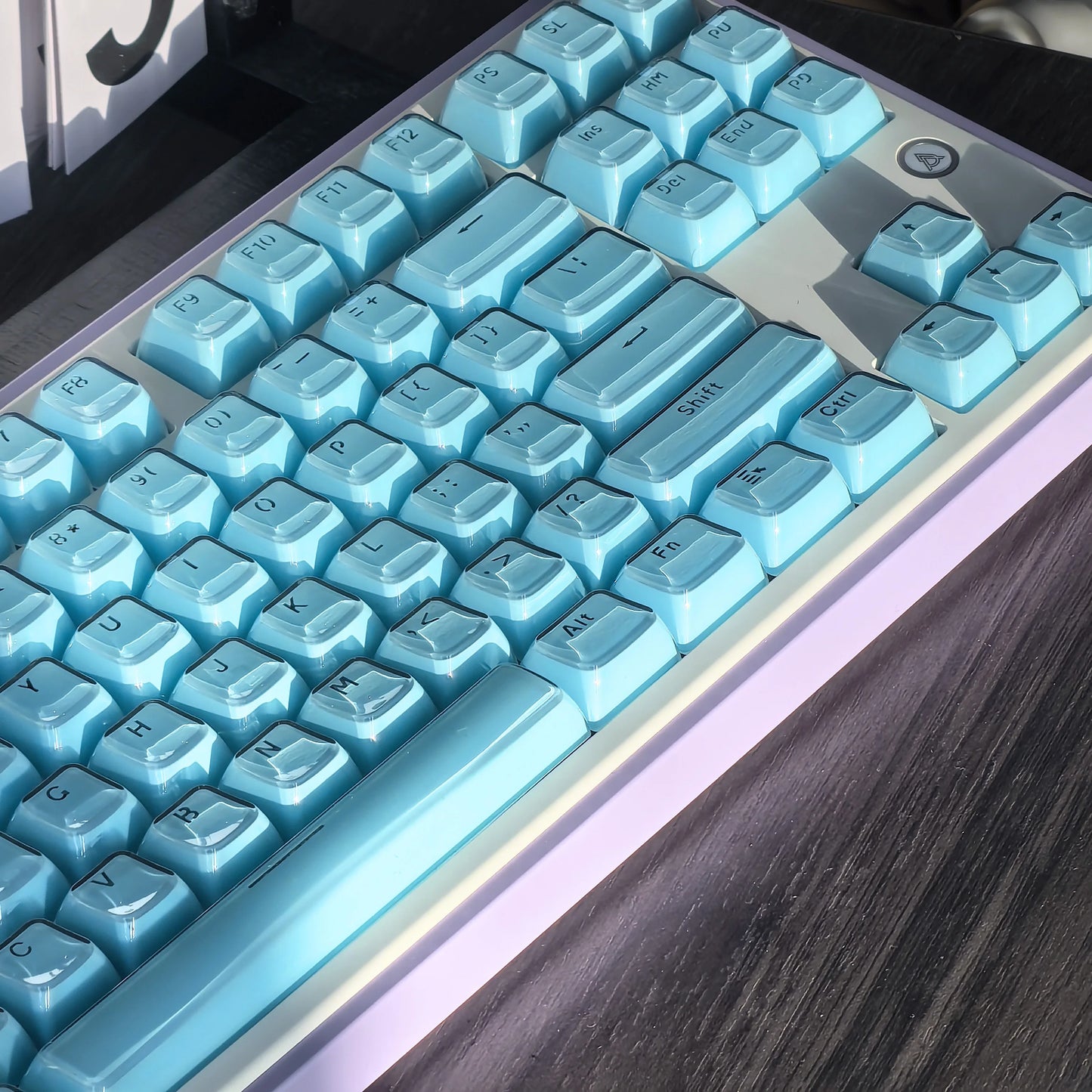 "Jelly Keycap Set for Mechanical Keyboards | Translucent White & Blue PC+ABS Material | Ice Cube Crystal Design with OEM Profile"