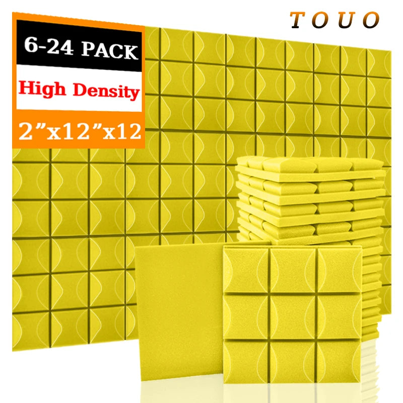 TOUO Acoustic Foam Panels 6-24 Pcs Soundproof Foam Wall Panels Studio Sound Proof Foam Soundproofing On The Wall KTV Room