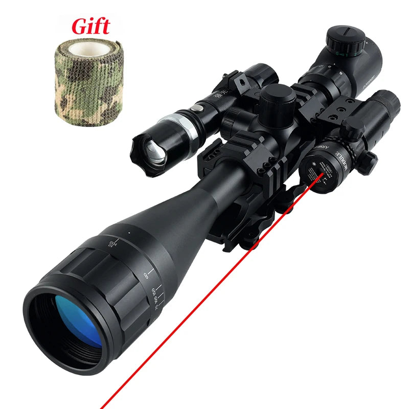 Optics 6-24x50 AOE Rifle Scope Hunting Riflescope Combo Optical Aim Collimator Tactical Gun Sight Red Green Reticle Telescope