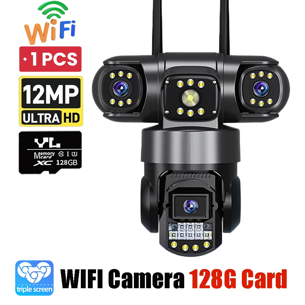 3 Lens Video Surveillance Camera Wifi Network CCTV Camera Wireless 360 Monitor Outdoor Waterproof Security V380 Pro Cameras