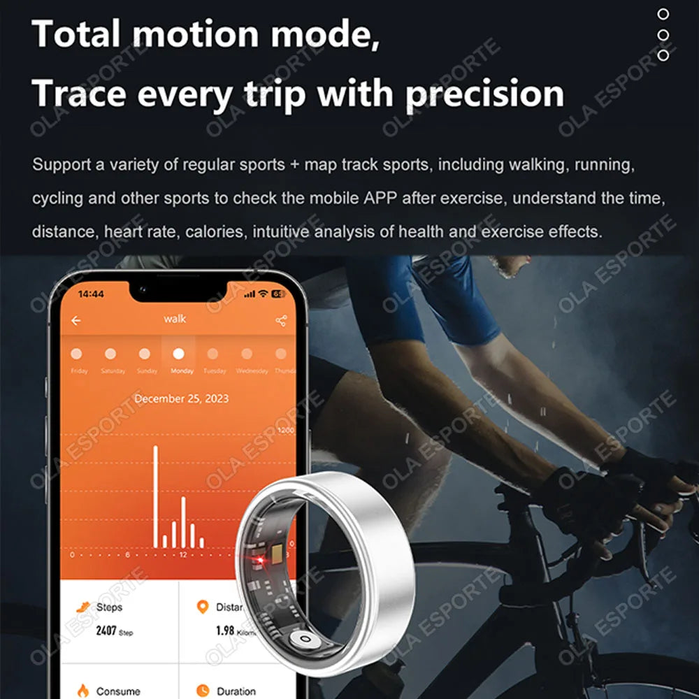 2024 New Smart Ring Men Women Military Grade Titanium Steel Shell Sleep Health Monitoring IP68&3ATM Waterproof Multi-sport Modes