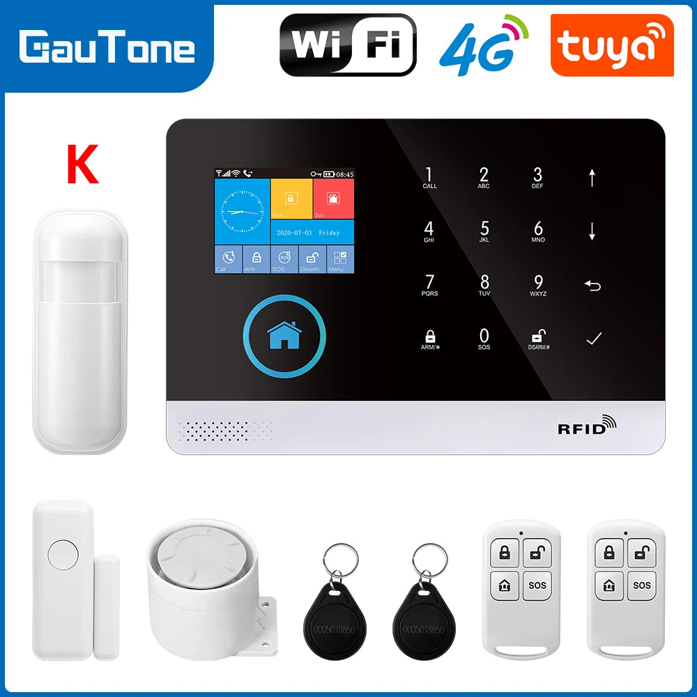 4G GSM Wifi Wireless Home Alarm System Tuya Smart Home Child Safety protection Camera Anti-theft Smart Life App Works with ALexa