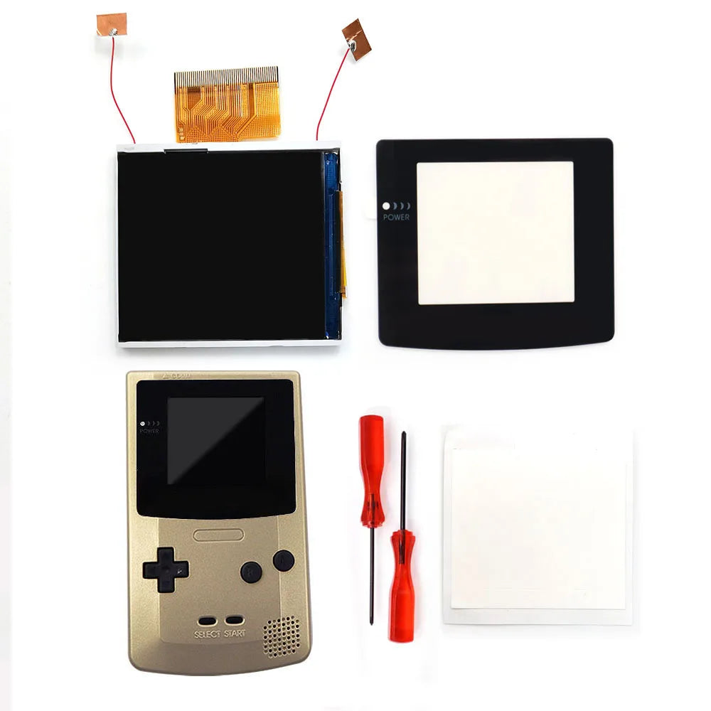 2023 Newest Real Drop In 2.45" GBC Retro Pixel HD IPS Backlight LCD Kit For Gameboy Color GBC No Need Welding and Trim Shell