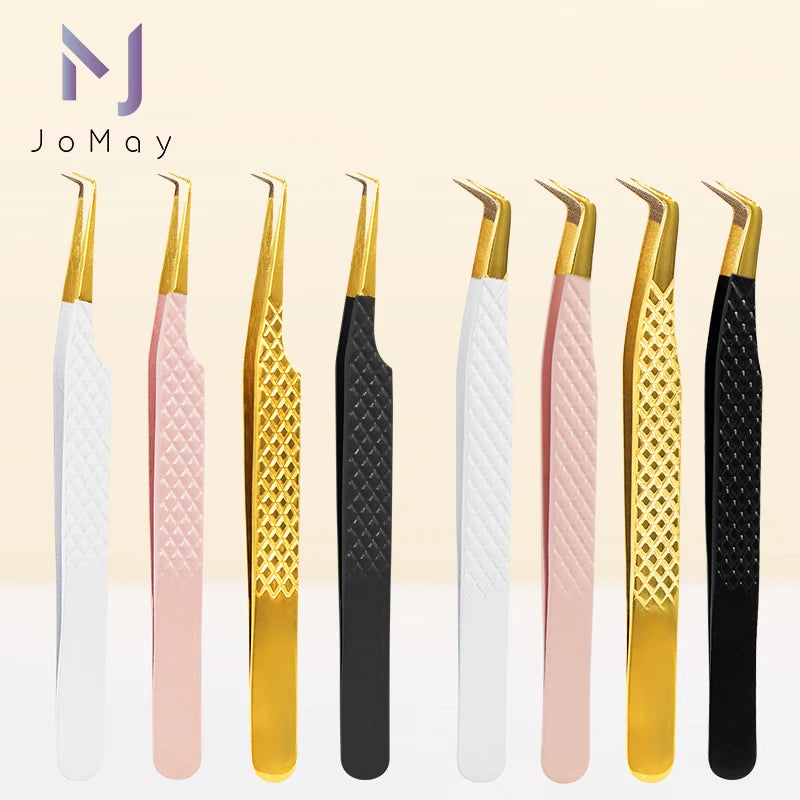 1Pc Eyelash Tweezers Stainless Steel Anti-static Non-magnetic Professional Pincet 3D Lashes Extension Tweezer Makeup Tools