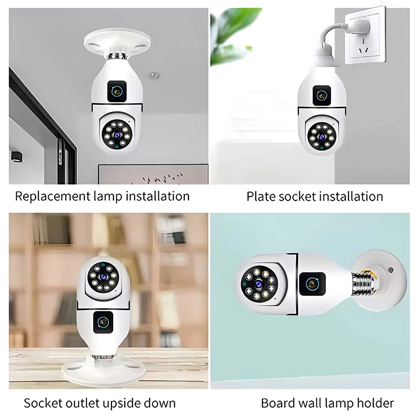 1080P Bulb WiFi Camera Surveillance IP Camera 2 Lens Night vision Video Anti-theft Remote Security Monitor Outdoor Indoor