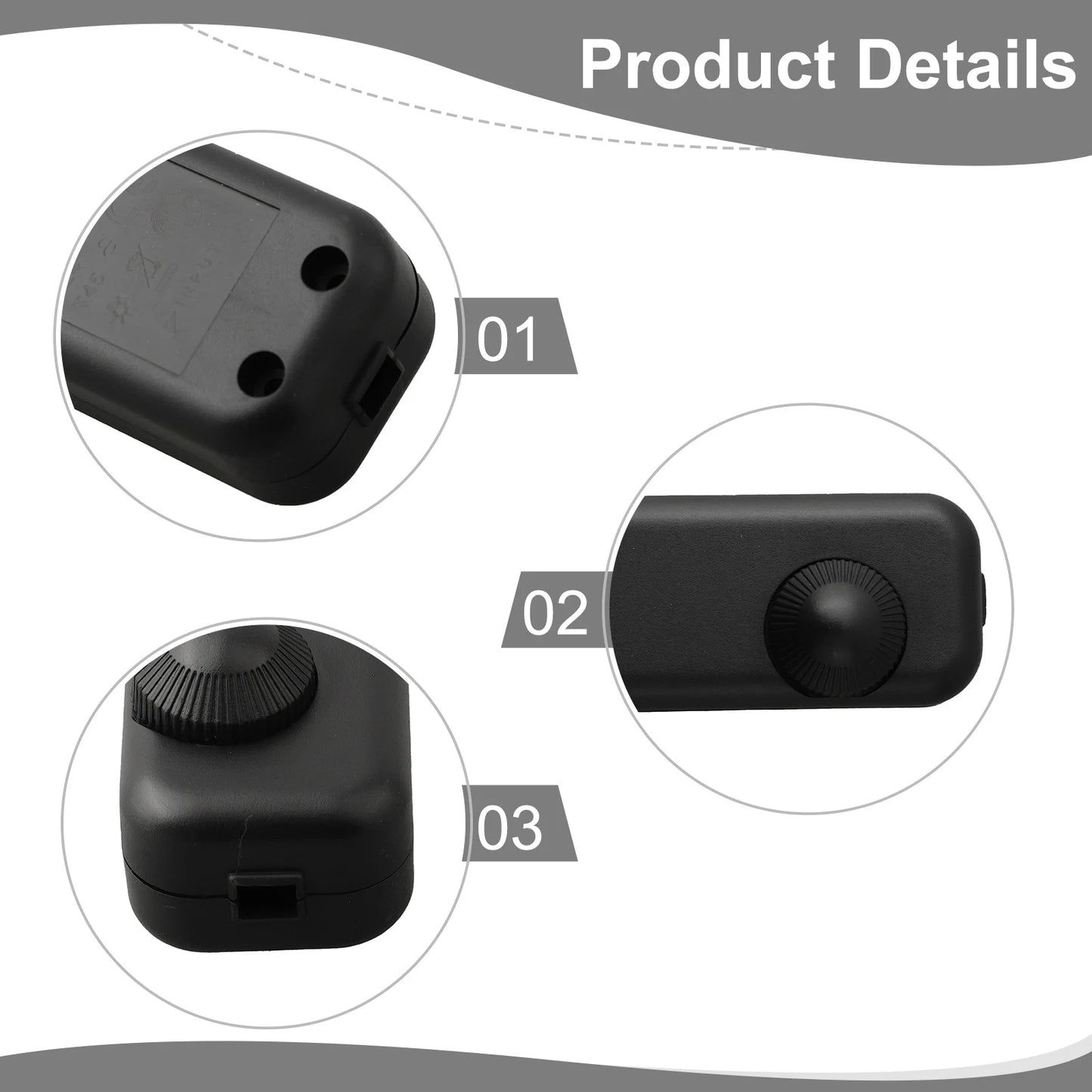 Inline LED Dimmer Switch with Builtin Rotary On/Off & Knob Control Compatible with Dimmable LEDs 2 Color Choices