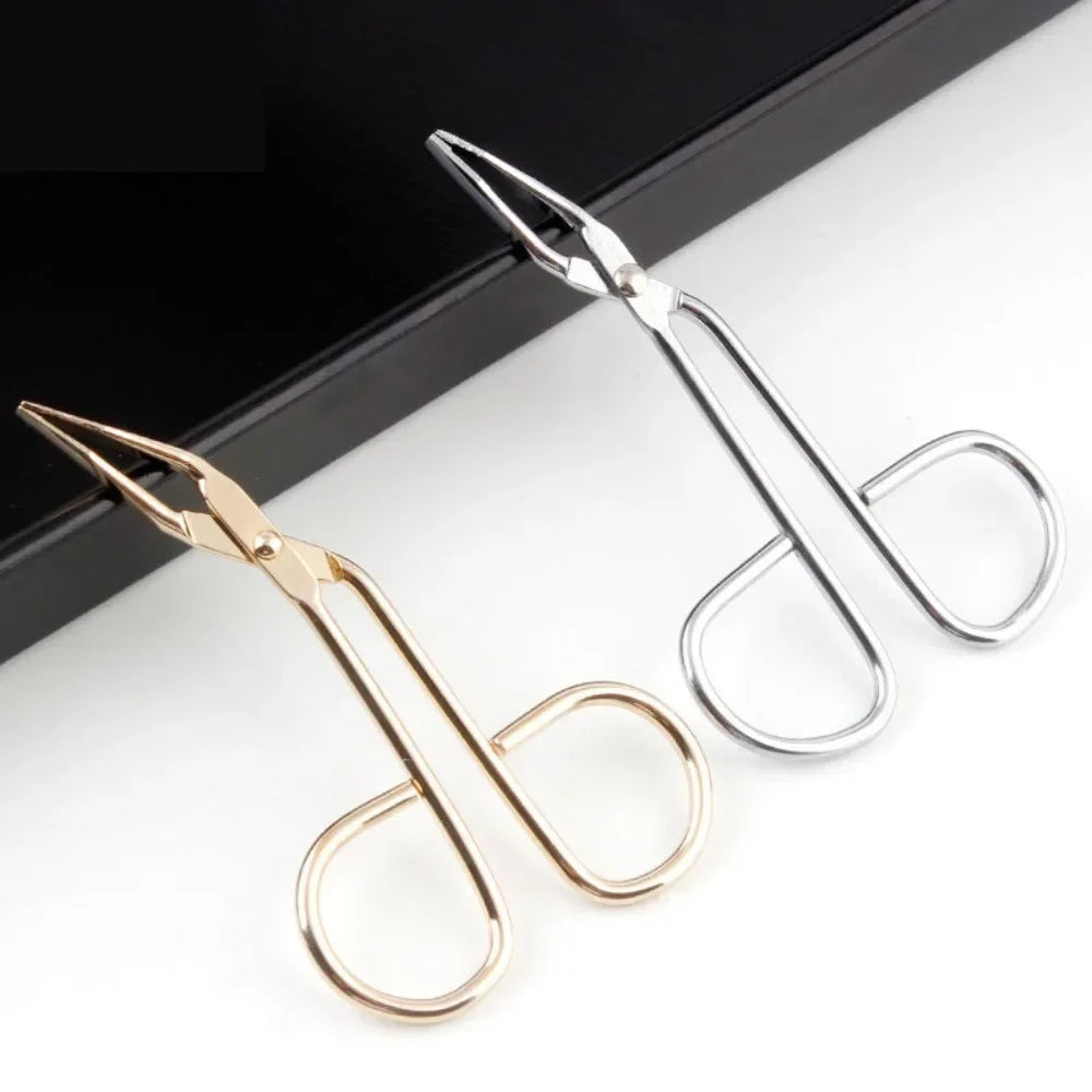 Scissor Shaped Eyebrow Tweezers Flat Head Eyelash Tweezer Fine Hairs Puller Eye Brow Clips Nose Hair Removal Beauty Makeup Tools