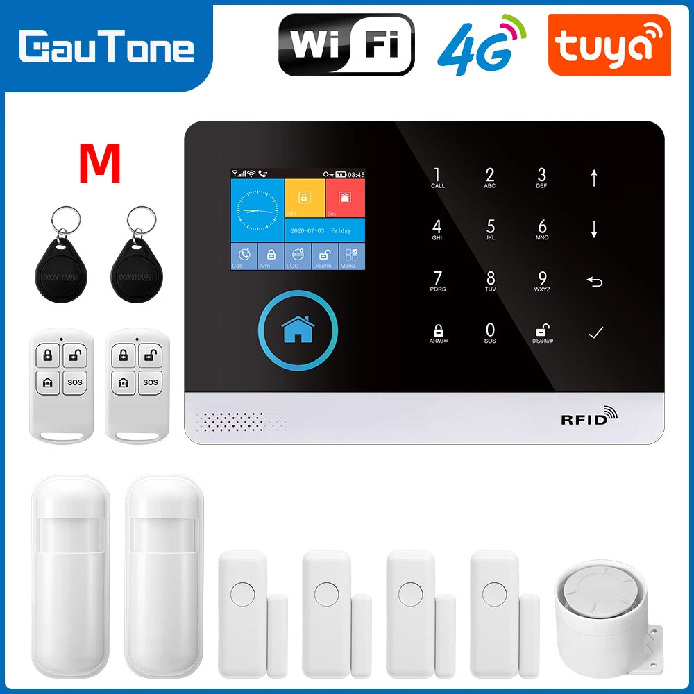 4G GSM Wifi Wireless Home Alarm System Tuya Smart Home Child Safety protection Camera Anti-theft Smart Life App Works with ALexa