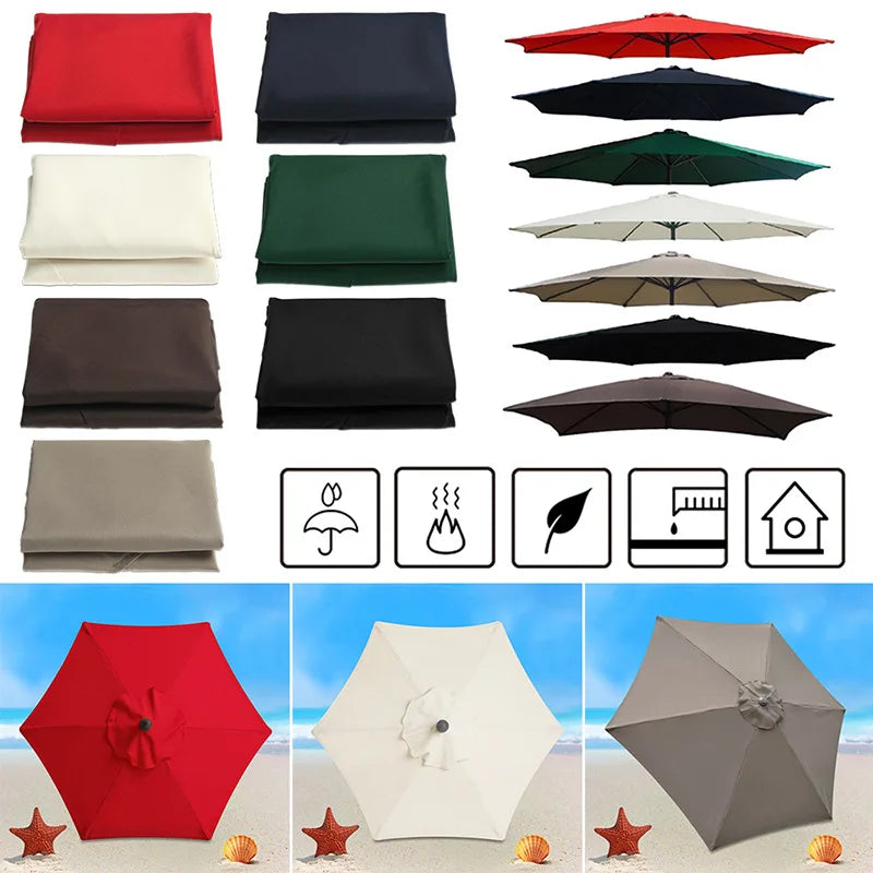 2/2.7/3M Parasol Sunshade Umbrella Cover UV Protection Waterproof Outdoor Canopy Replaceable Cloth Without Stand