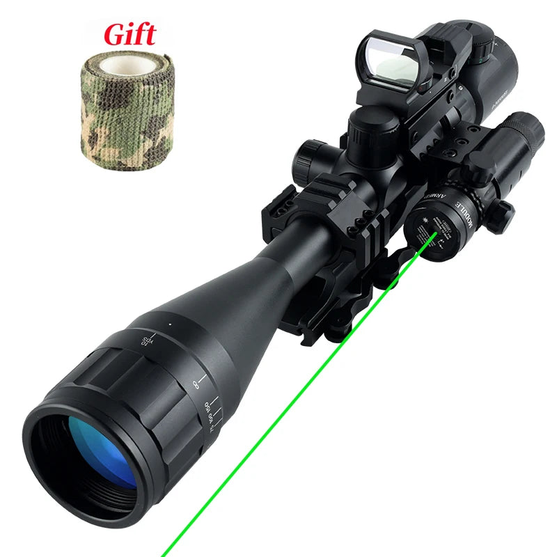 Optics 6-24x50 AOE Rifle Scope Hunting Riflescope Combo Optical Aim Collimator Tactical Gun Sight Red Green Reticle Telescope