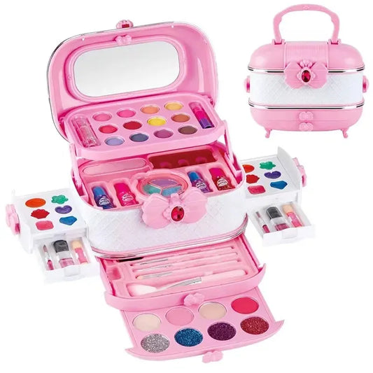 Kids Makeup Kit For Girls Princess Real Washable Pretend Play Cosmetic Set Toys With Mirror Non Toxic Safe Birthday Gifts M714