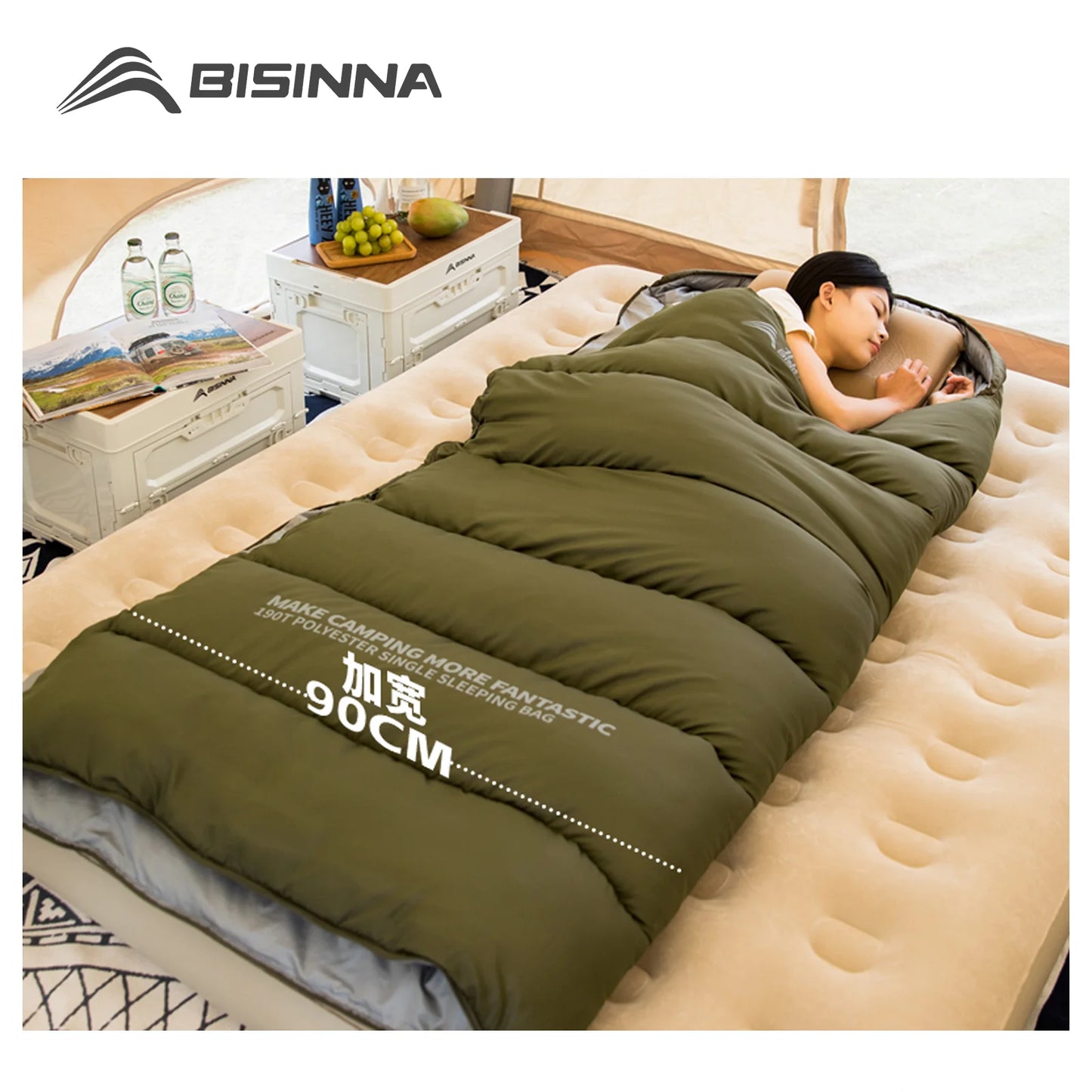 BISINNA Camping Sleeping Bag Lightweight Warm Envelope Backpacking Adult Graphene Fiber Sleeping Bag for Outdoor Travel Hiking