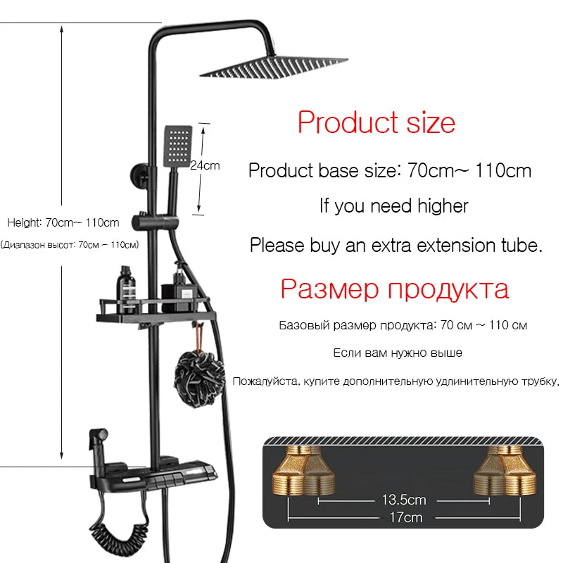 OXG Brass Shower Faucet Set Thermostatic Bathroom Shower Faucet,Thermostatic Shower System,Rainfall Shower Set Waterfall Spout