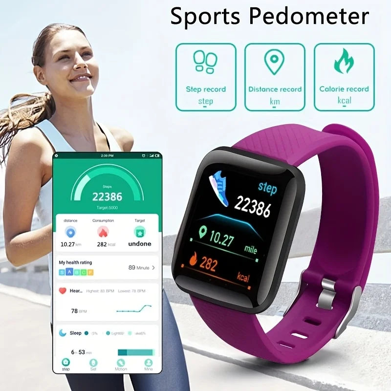 "D13 116 Smart Watch | Fitness Bracelet with Weather, Music, Messaging, Heart Rate Monitor | Gift for Men & Women | Compatible with iOS & Android"