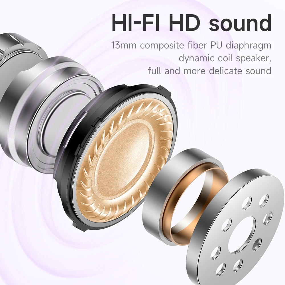 HOCO EQ11 Wireless Bluetooth 5.3 Music Earphone 13mm large Dynamic Coil HiFi Stereo Earbuds  Touch Control With Mic For iPhone