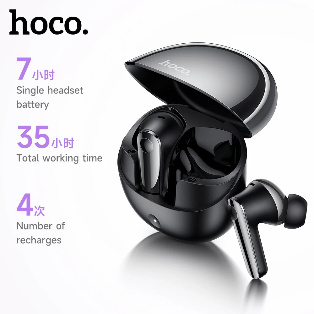 HOCO EQ11 Wireless Bluetooth 5.3 Music Earphone 13mm large Dynamic Coil HiFi Stereo Earbuds  Touch Control With Mic For iPhone