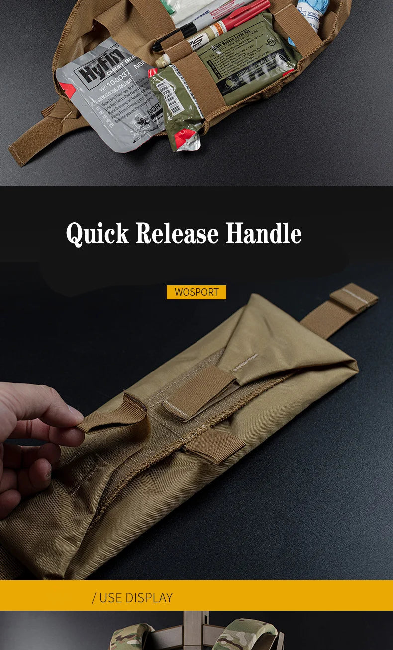 Tactical Medical Pouch First Aid Kit Pouch for Vest Chest Rig EDC IFAK Bag Foldable Emergency EMT Tool Pouch Survival Bag