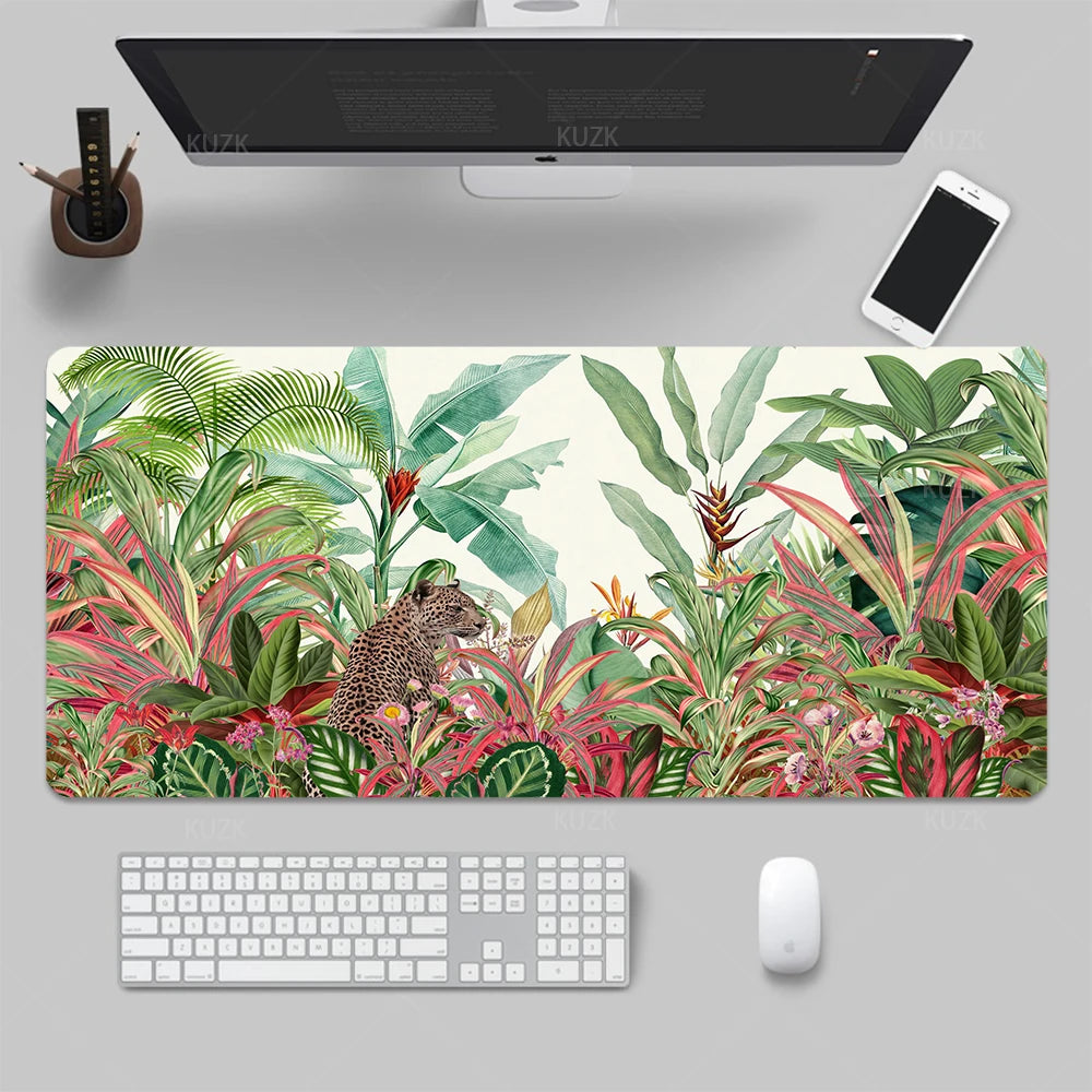 Jungle and tropical leaves Desk Mat, Gaming Mouse Pad, Large Desk Pad ,Non-Slip Rubber Keyboard Mouse Mat,Computer Accessories