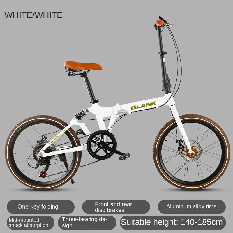 Aluminum Alloy Folding Frame 22 Inch Outdoor Portable Disc Brake Shock Absorber Adult Variable Speed Student Bicycle Camping