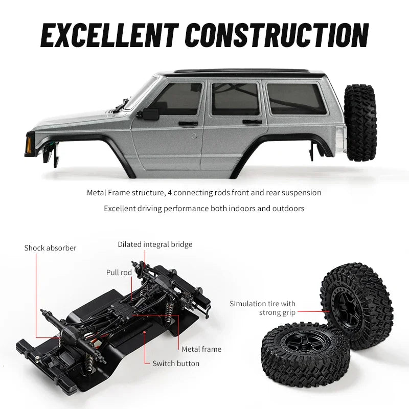 JJRC C8809 1:18 Full Scale Simulation Model Jeep RC Car 2.4G 4WD Motor Pickup Climbing Off-Road Model Car Toys